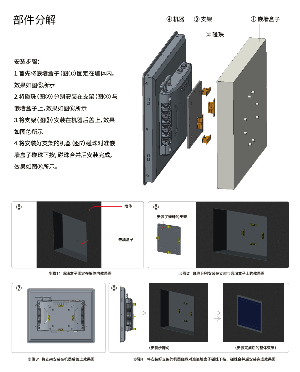 嵌墻式工業一體機安裝方法,嵌墻式工業平板電腦安裝方法
